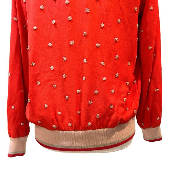 Anthropologie Conditions Apply Arabella Jacket Size XS Red Embroidered Bomber - Picture 7 of 16